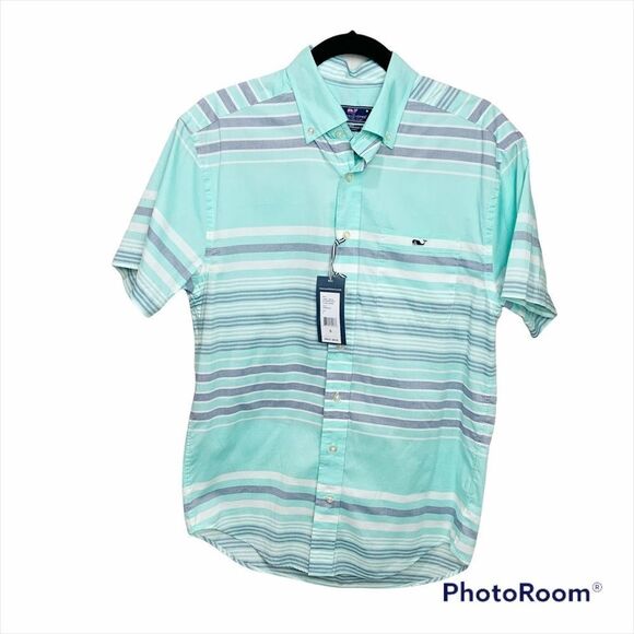 NWT Vineyard Vine Tuthill Striped Tucker Shirt, Cotton, Size Small D6 - Picture 1 of 8